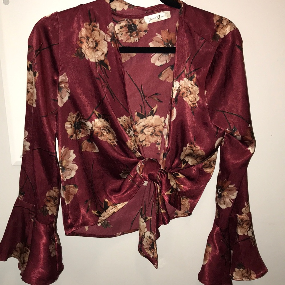 floral tie up top